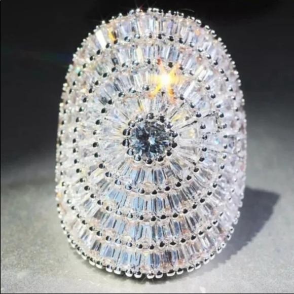 NEW BAGUETTE 21 CT 925 STERLING SILVER DIAMOND RING - Picture 5 of 5